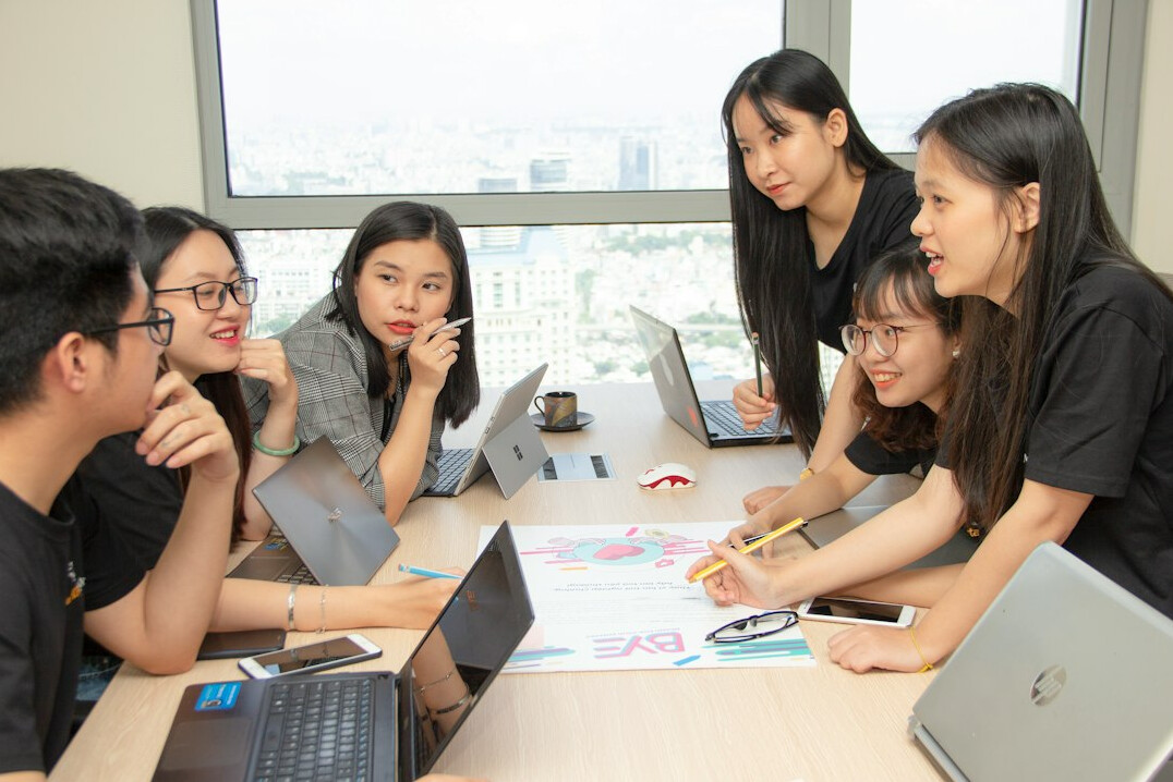 team discussing code