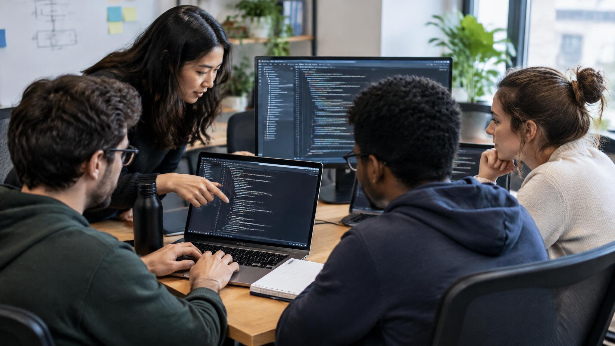 team collaborating on code